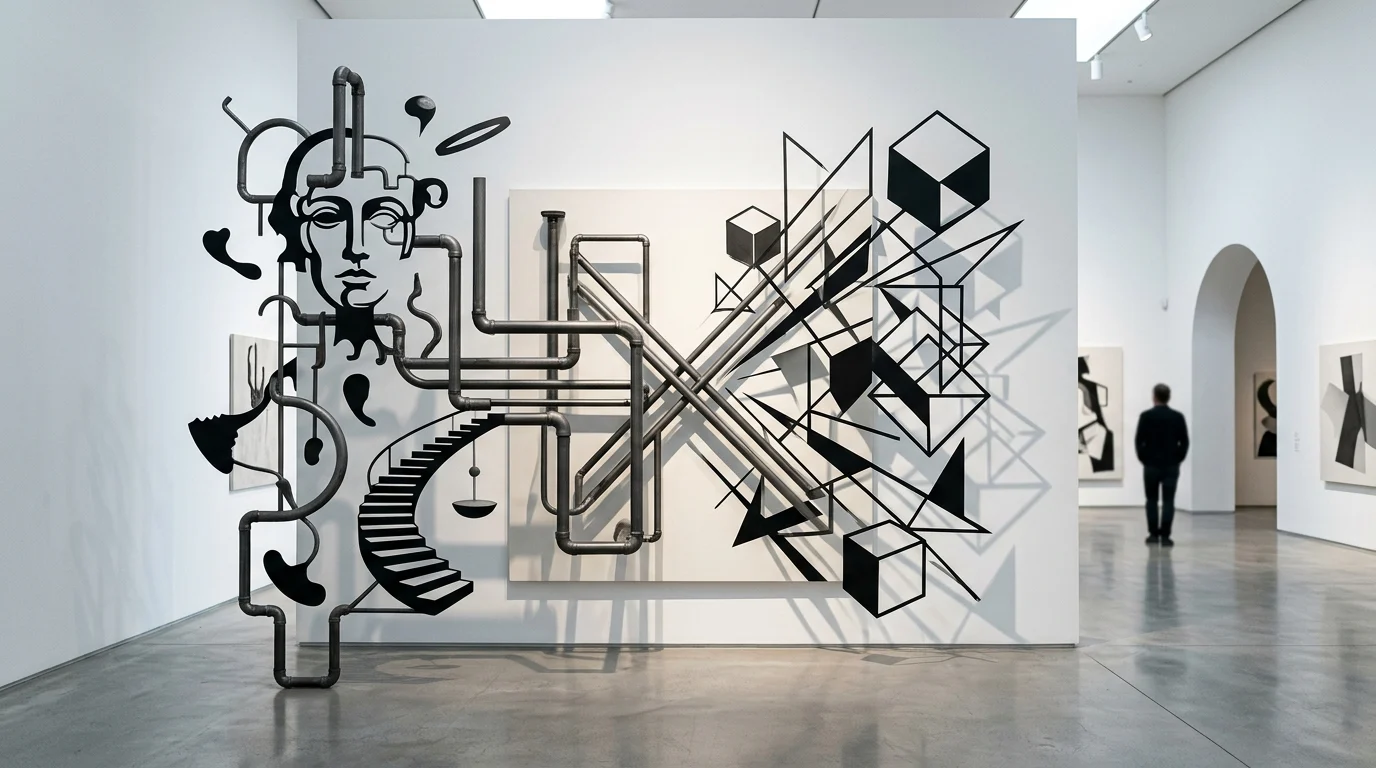 Conceptual art reflecting surrealist themes in a modern space
