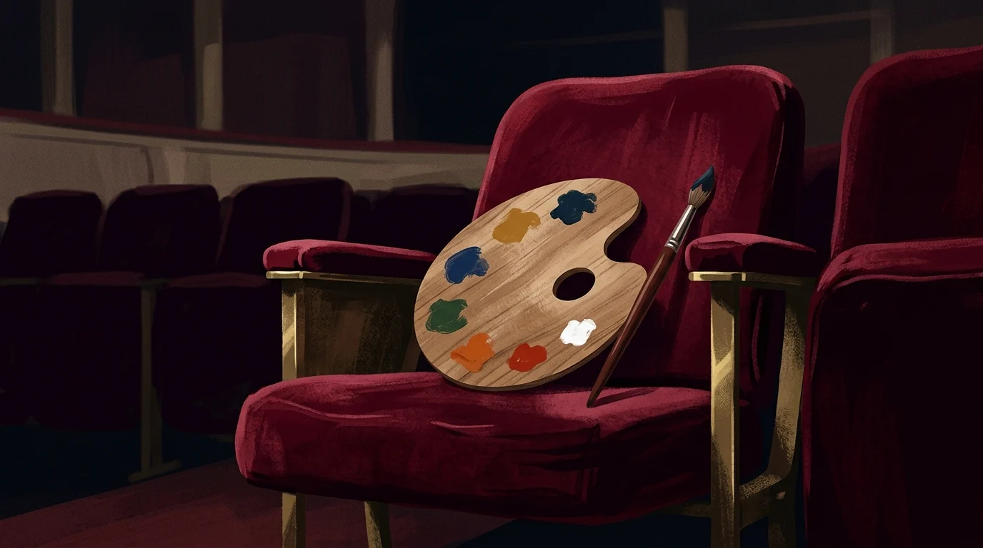 Abstract representation of an artist's palette in a theatre.
