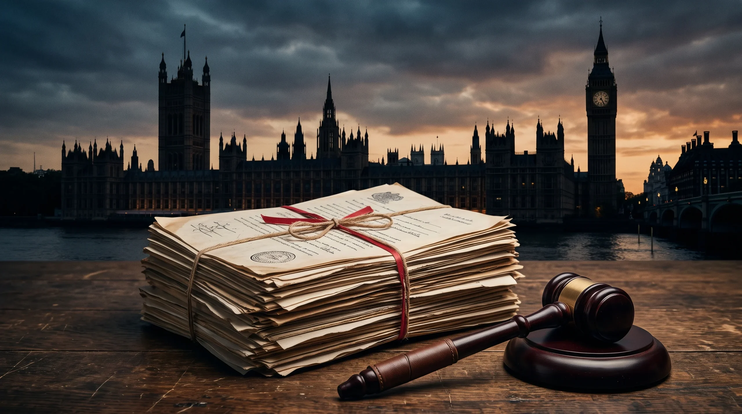 A conceptual editorial illustration representing ary legislation and the legal system.