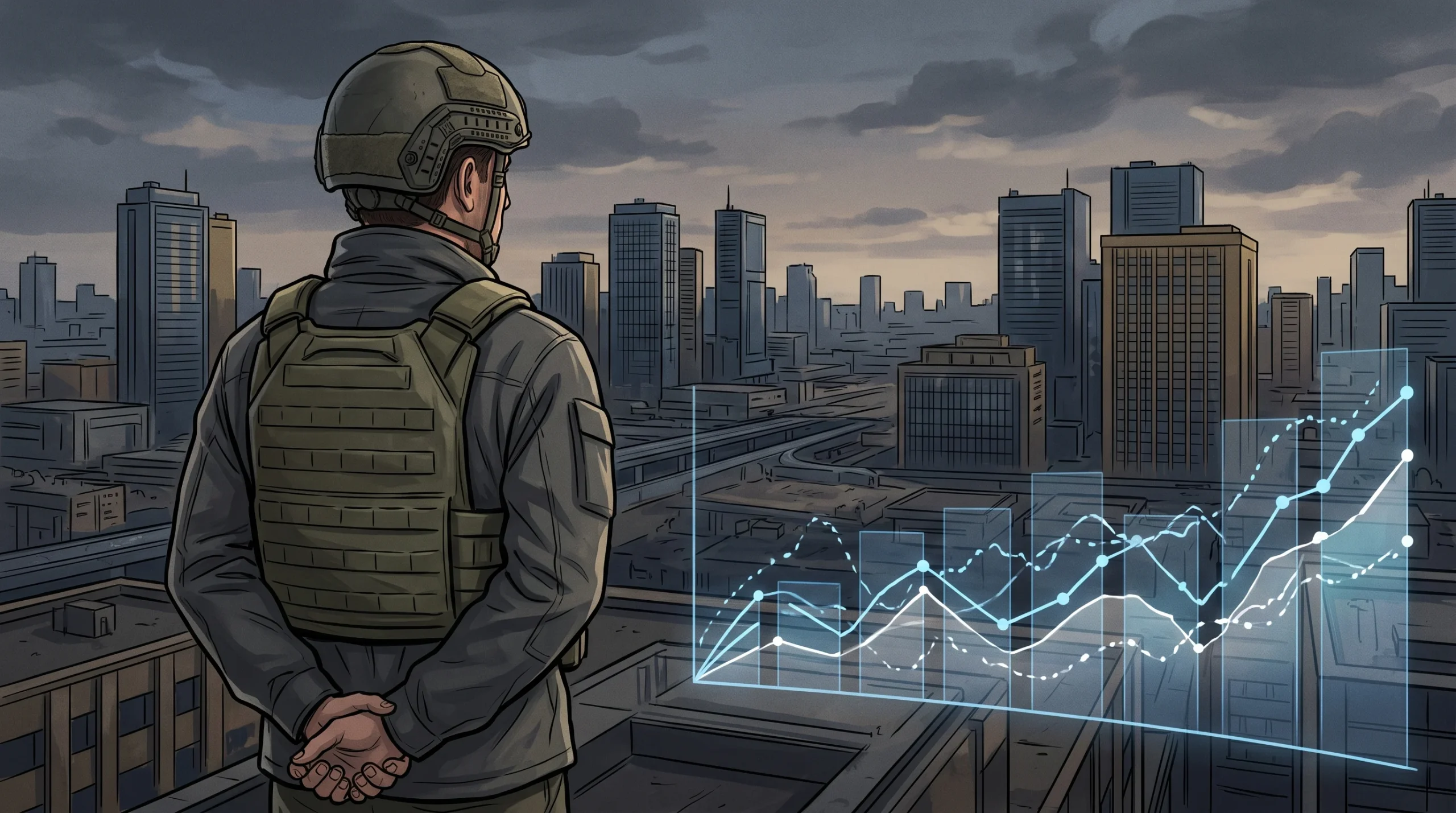 A conceptual digital illustration representing a tactical shooter game launch.