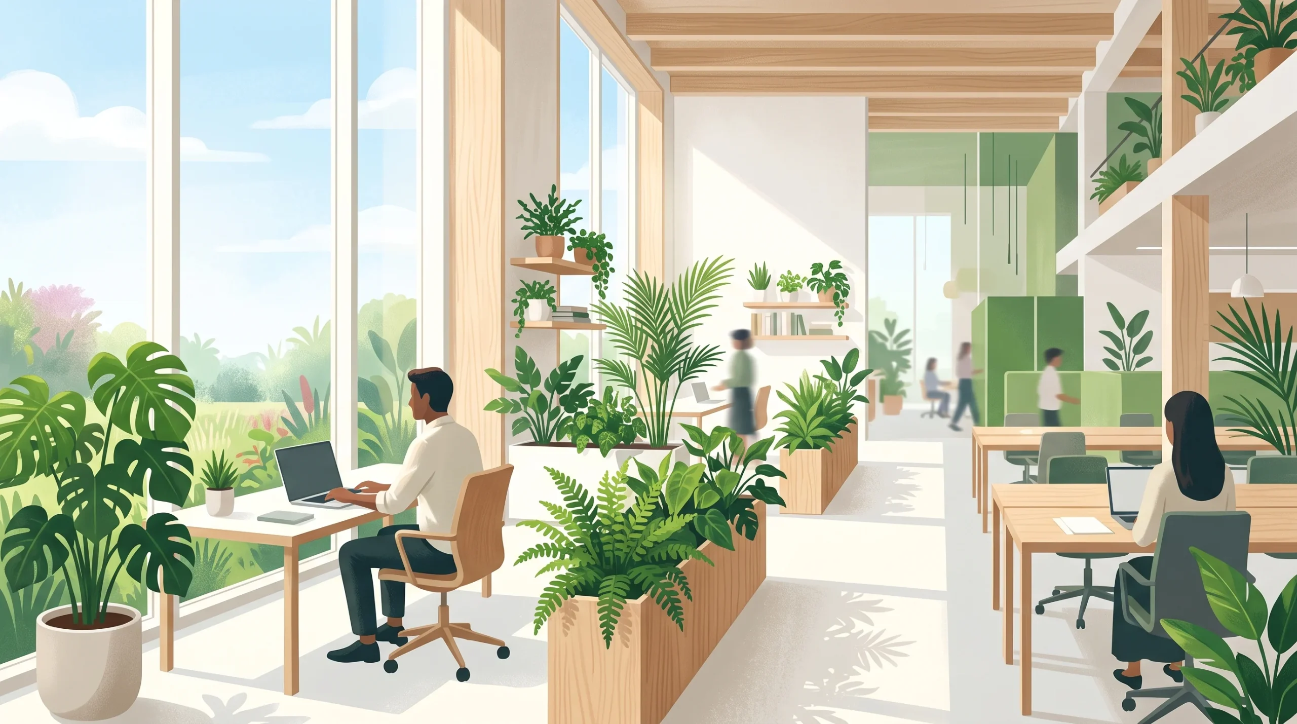 Conceptual illustration of a healthy modern office environment.
