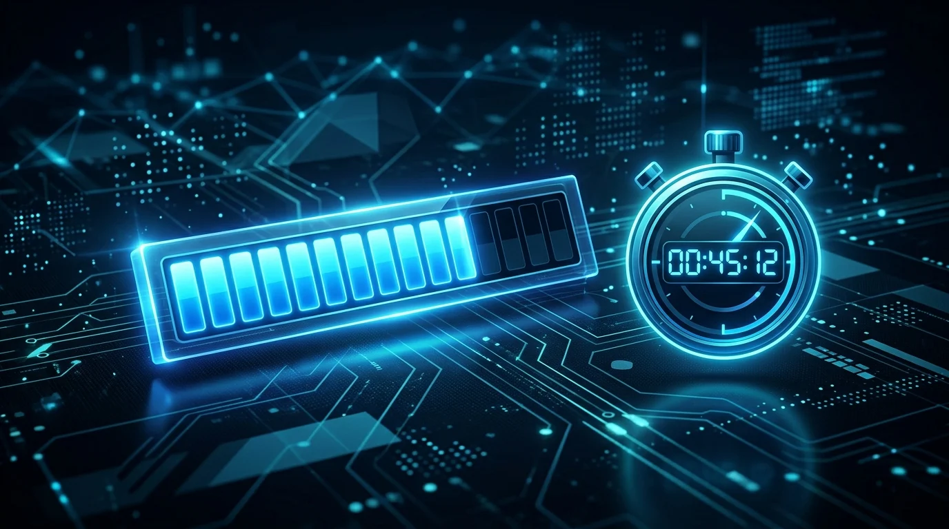 An abstract illustration of a digital timer and progress bar.